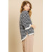 Heathered Striped Knit Bell Sleeve Round Neck Top