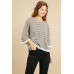 Heathered Striped Knit Bell Sleeve Round Neck Top