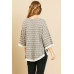 Heathered Striped Knit Bell Sleeve Round Neck Top