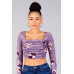Ruched Velvet Floral Back Tie Crop Top