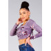 Ruched Velvet Floral Back Tie Crop Top