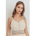 Knit Laced Buttoned Shoulder Strap Top