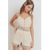 Knit Laced Buttoned Shoulder Strap Top