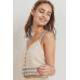 Knit Laced Buttoned Shoulder Strap Top