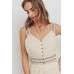 Knit Laced Buttoned Shoulder Strap Top