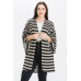 Striped, Cardigan With Kimono Style Sleeves