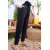 Ruffle High Waist Belt Side Pocket Front Zipper Solid Pants