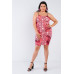 Plus Size Snake Print Open Back Mini Dress