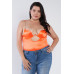Plus Size Silk Chain Spaghetti Strap High Thong Center Cut Out Bodysuit