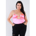 Plus Size Silk Chain Spaghetti Strap High Thong Center Cut Out Bodysuit