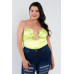 Plus Size Silk Chain Spaghetti Strap High Thong Center Cut Out Bodysuit