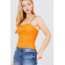 V-neck W/shirring Detail Elastic Strap Mesh Cami Top