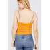 V-neck W/shirring Detail Elastic Strap Mesh Cami Top