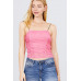 V-neck W/shirring Detail Elastic Strap Mesh Cami Top