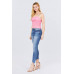 V-neck W/shirring Detail Elastic Strap Mesh Cami Top