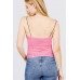 V-neck W/shirring Detail Elastic Strap Mesh Cami Top