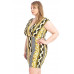 Plus Size Boarder Print  V-neck Bodycon Dress