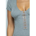 Short Sleeve Hook And Eye Ribbed Knit
