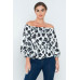 Long Sleeves Off Shoulder Neckline Printed Shirt