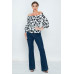 Long Sleeves Off Shoulder Neckline Printed Shirt
