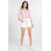 Striped Off-the-shoulder Gauze Crop Top