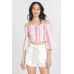 Striped Off-the-shoulder Gauze Crop Top