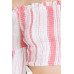 Striped Off-the-shoulder Gauze Crop Top