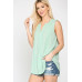 Sleeveless Lace Trim Tunic Top With Scoop Hem