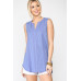 Sleeveless Lace Trim Tunic Top With Scoop Hem