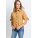 Short Sleeve Button Up Top With Tie Sleeve