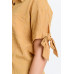 Short Sleeve Button Up Top With Tie Sleeve