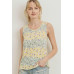 Printed Terry Back Opened Sleeveless Top