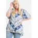 Short Sleeve Aztec Patterned Layered Top