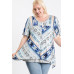 Short Sleeve Aztec Patterned Layered Top