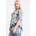 Short Sleeve Aztec Patterned Layered Top