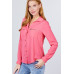 3/4 Roll Up Sleeve Pocket W/zipper Detail Woven Blouse