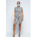 Brushed Short Sleeve Top And Biker Pants And Face Mask Set