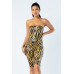 Zebra Print Tube Romper With Front O Ring Zipper Detail