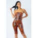 Zebra Print Tube Romper With Front O Ring Zipper Detail