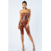 Zebra Print Tube Romper With Front O Ring Zipper Detail