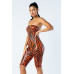 Zebra Print Tube Romper With Front O Ring Zipper Detail
