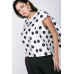 Cascade Ruffle Detail Polka Dot Print Top