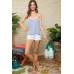 Stripe Print Side Slit Adjustable Self Spaghetti Lace Cami