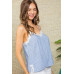Stripe Print Side Slit Adjustable Self Spaghetti Lace Cami