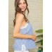 Stripe Print Side Slit Adjustable Self Spaghetti Lace Cami