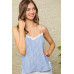 Stripe Print Side Slit Adjustable Self Spaghetti Lace Cami