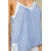 Stripe Print Side Slit Adjustable Self Spaghetti Lace Cami