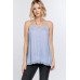 Boho Scallop Lace Trim Detailed Button Down Solid Subtle Textured Slit Side Overlay Layered Cami Top
