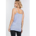 Boho Scallop Lace Trim Detailed Button Down Solid Subtle Textured Slit Side Overlay Layered Cami Top