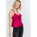 Cutout Detail Ruched Twist Bow Sweetheart Neckline Smocked Back Ribbon Tie Spaghetti Strap Cami Top